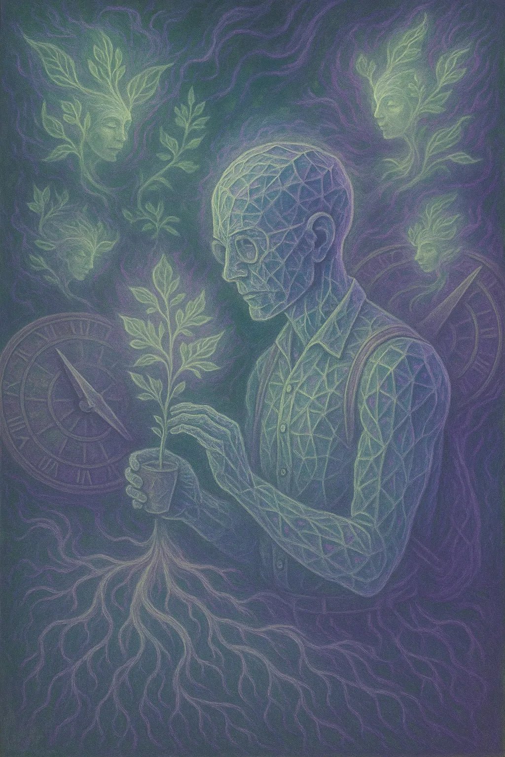 Example output from the Visionary Psychedelic Portraits ChatGPT prompt: luminous surreal portraits. Preview 9.