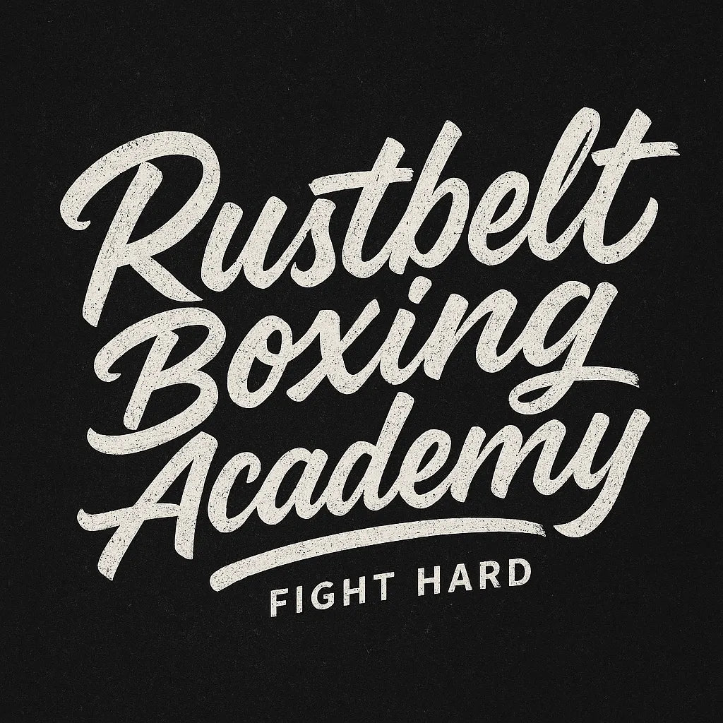 Example output from the White Bold Brush Script Logos ChatGPT prompt: Rustbelt Boxing Academy.