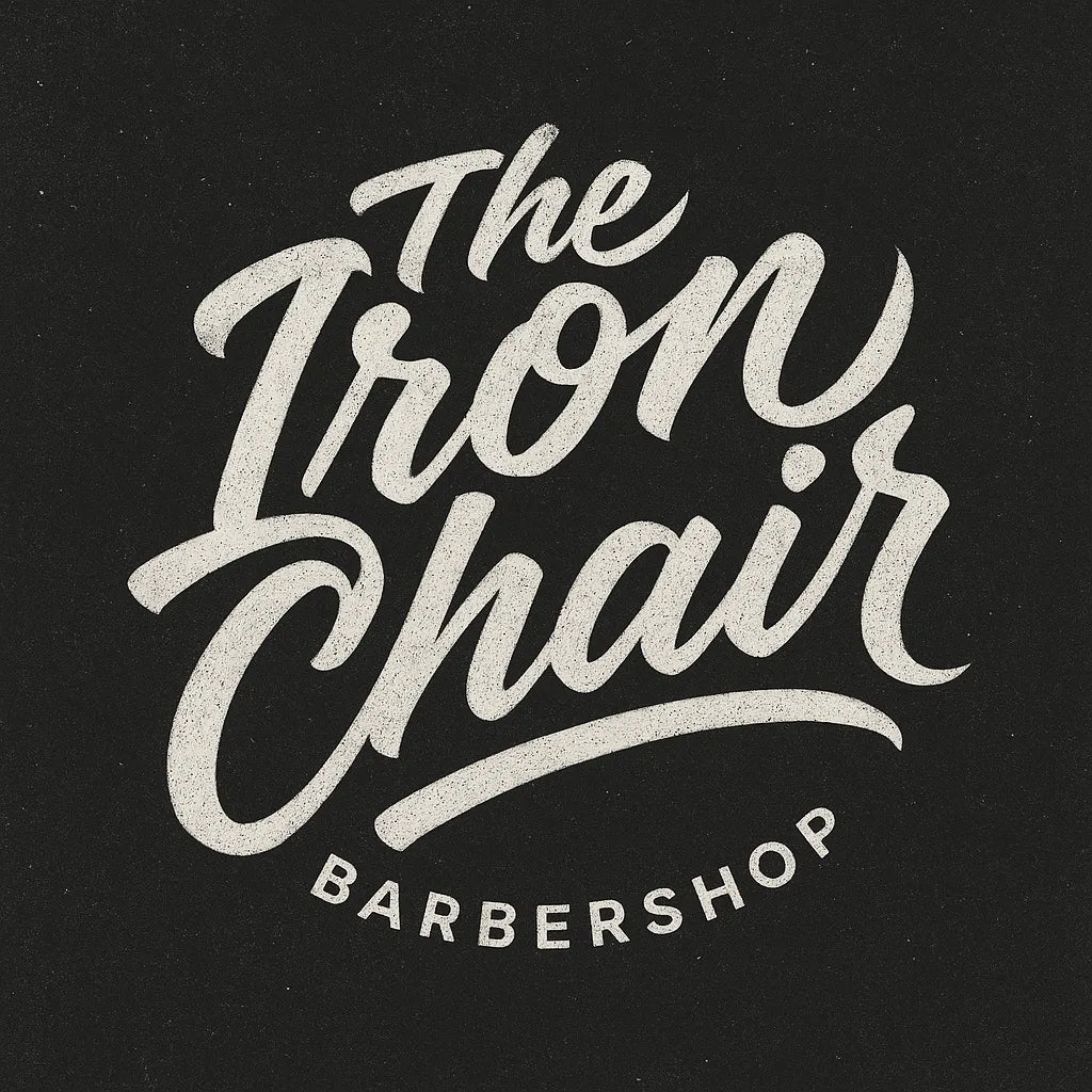 Example output from the White Bold Brush Script Logos ChatGPT prompt: The Iron Chair.