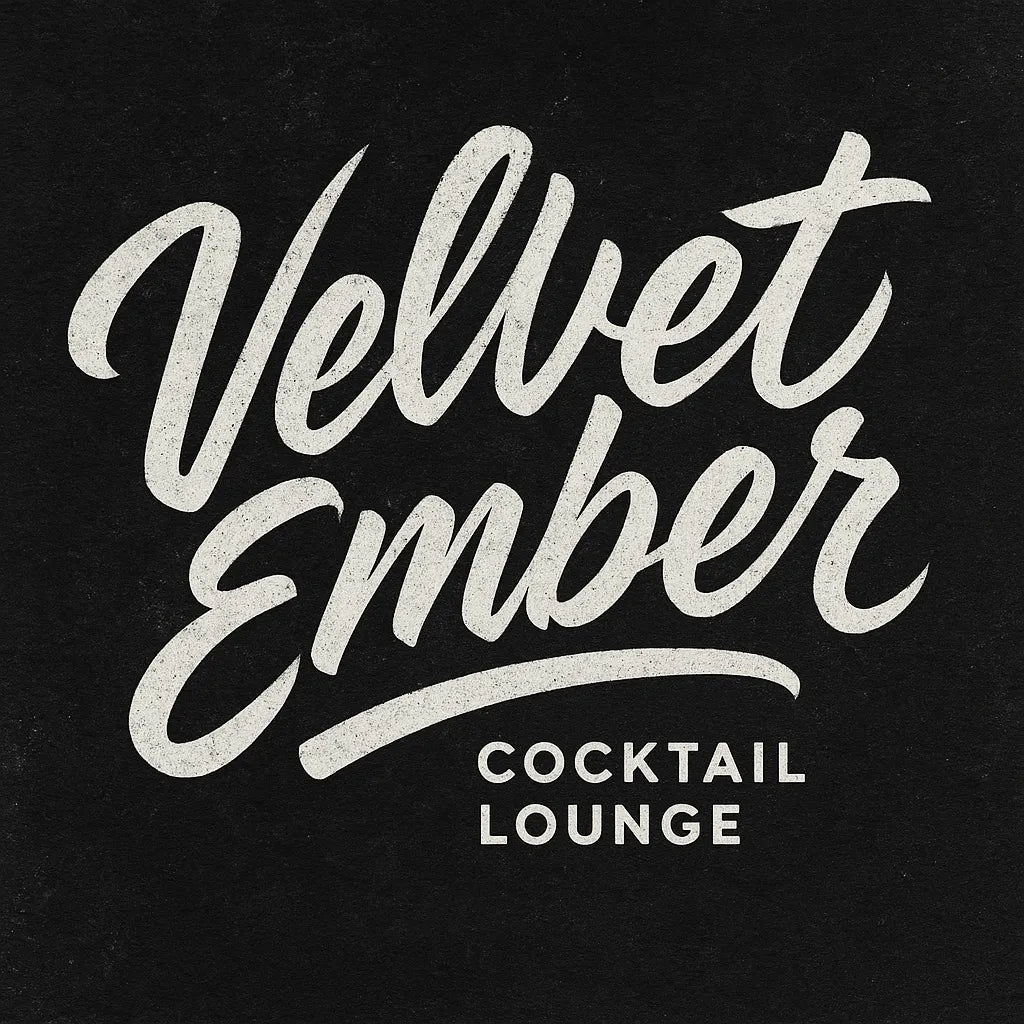 Example output from the White Bold Brush Script Logos ChatGPT prompt: Velvet Ember.