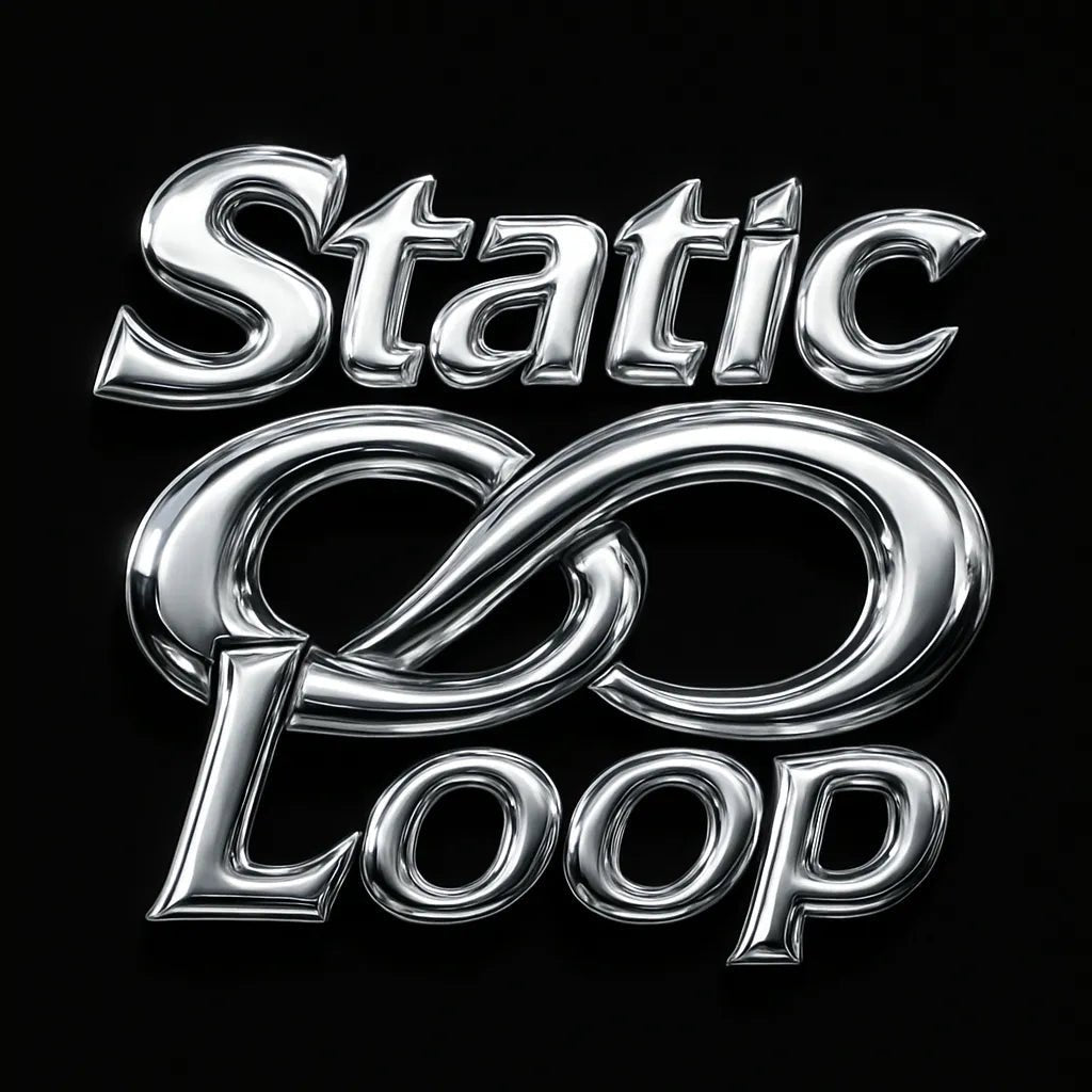 Example output from the Y2K Full Chrome Text Logos ChatGPT prompt: sharp, futuristic logo lettering in silver chrome with deep metallic reflections, black backgrounds, and Y2K-inspired mood styling for high-impact visuals. Static Loop.