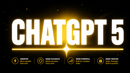 Dark poster hero reading CHATGPT 5 with a glowing yellow accent