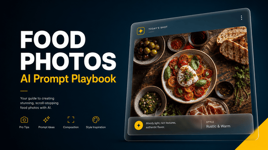 AI image prompts for food photography blog hero with teal gradient and styled food shot