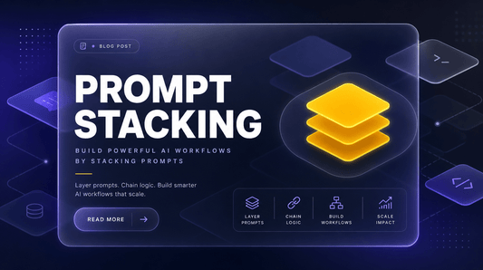 Prompt stacking AI workflows glassmorphism hero