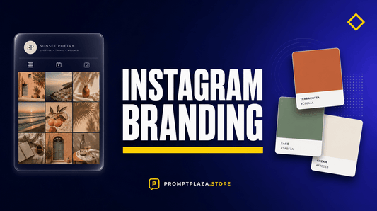AI image prompts for Instagram branding showing a cohesive visual aesthetic with color palette