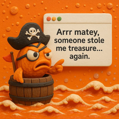 Example output from the 3D Claymation Portrait Popup Cards ChatGPT prompt: whimsical clay characters in pop-up card scenes, featuring photorealistic textures, cinematic lighting, and handcrafted stop-motion detail. Someone Stole Me Treasure.
