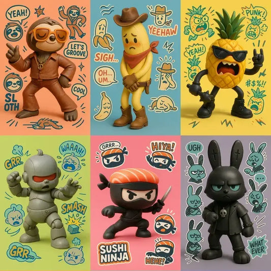 3D Toy Renders With Sketch Overlays