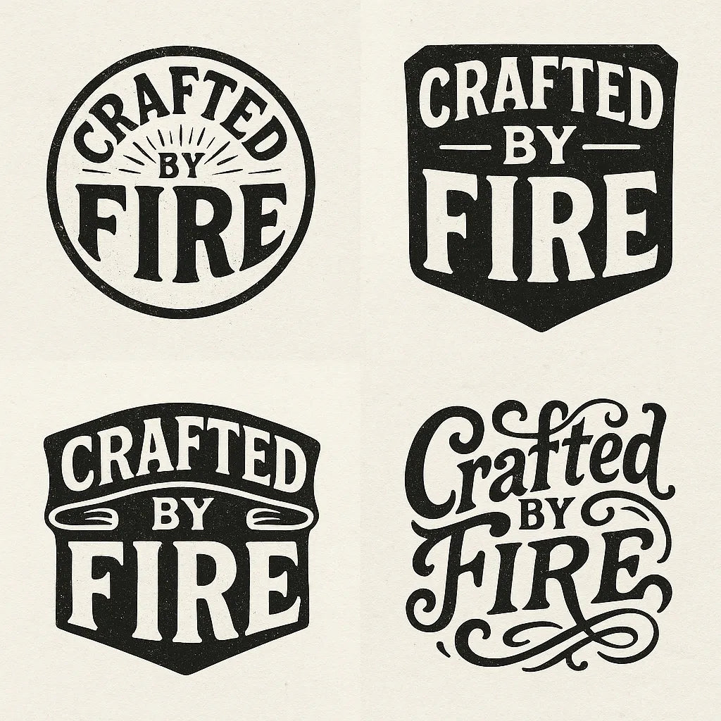 Example output from the 4 Vintage Logo Design Alternatives ChatGPT prompt: Crafted by Fire