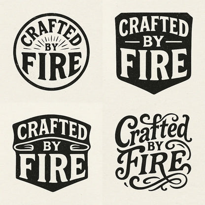 Example output from the 4 Vintage Logo Design Alternatives ChatGPT prompt: Crafted by Fire