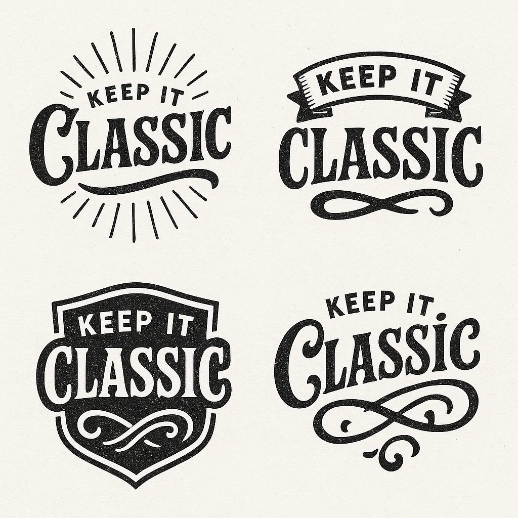Example output from the 4 Vintage Logo Design Alternatives ChatGPT prompt: Keep it Classic