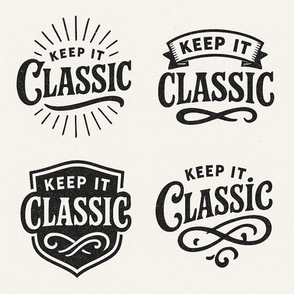 Example output from the 4 Vintage Logo Design Alternatives ChatGPT prompt: Keep it Classic