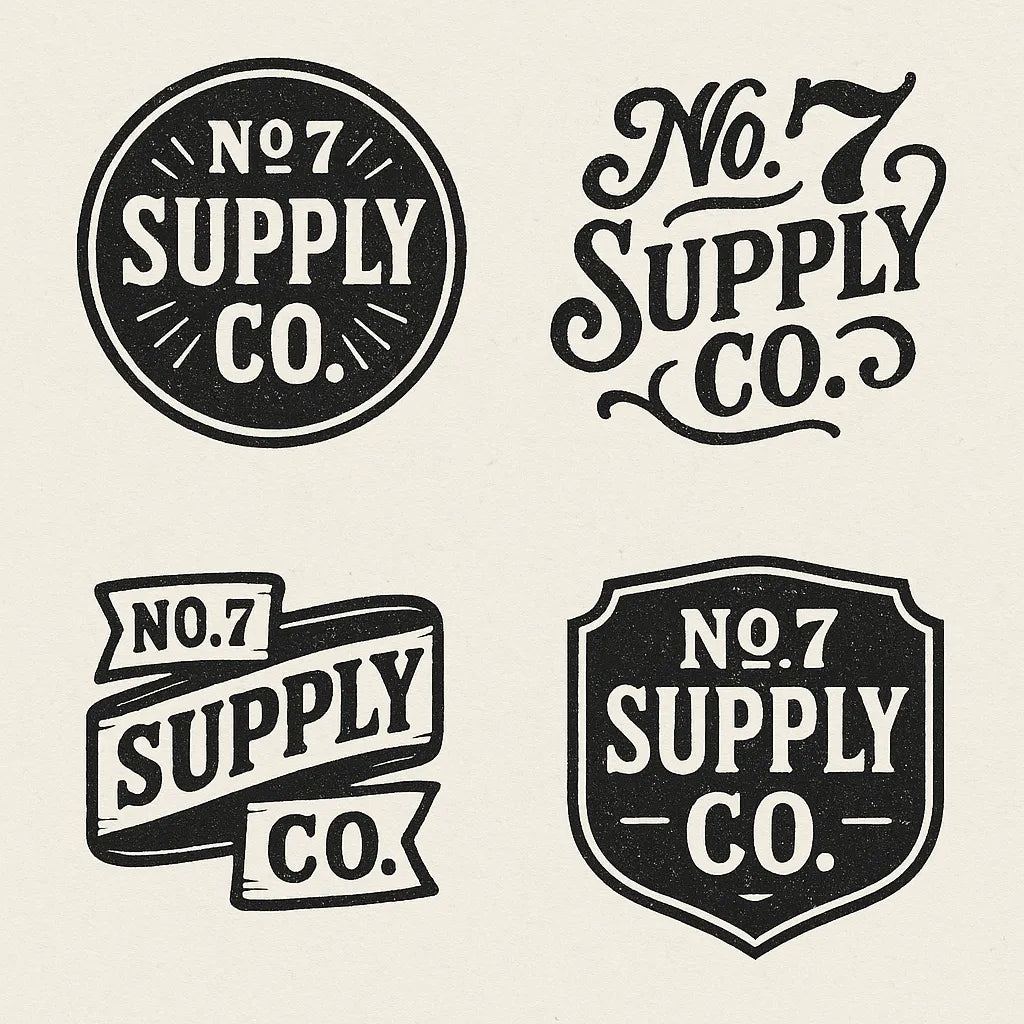 Example output from the 4 Vintage Logo Design Alternatives ChatGPT prompt: No 7 Supply Co