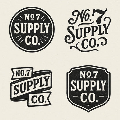 Example output from the 4 Vintage Logo Design Alternatives ChatGPT prompt: No 7 Supply Co