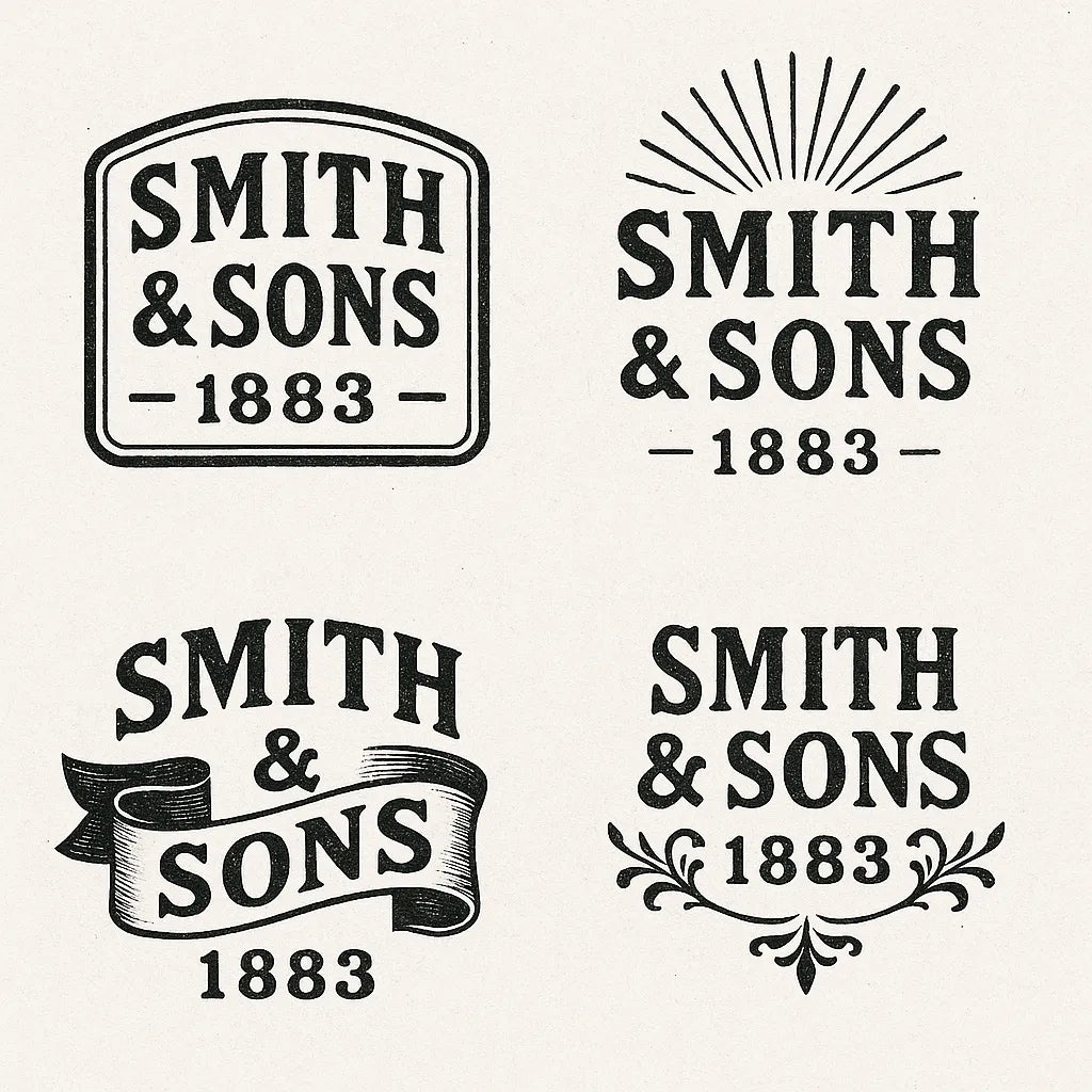 Example output from the 4 Vintage Logo Design Alternatives ChatGPT prompt: Smith & Sons 1883