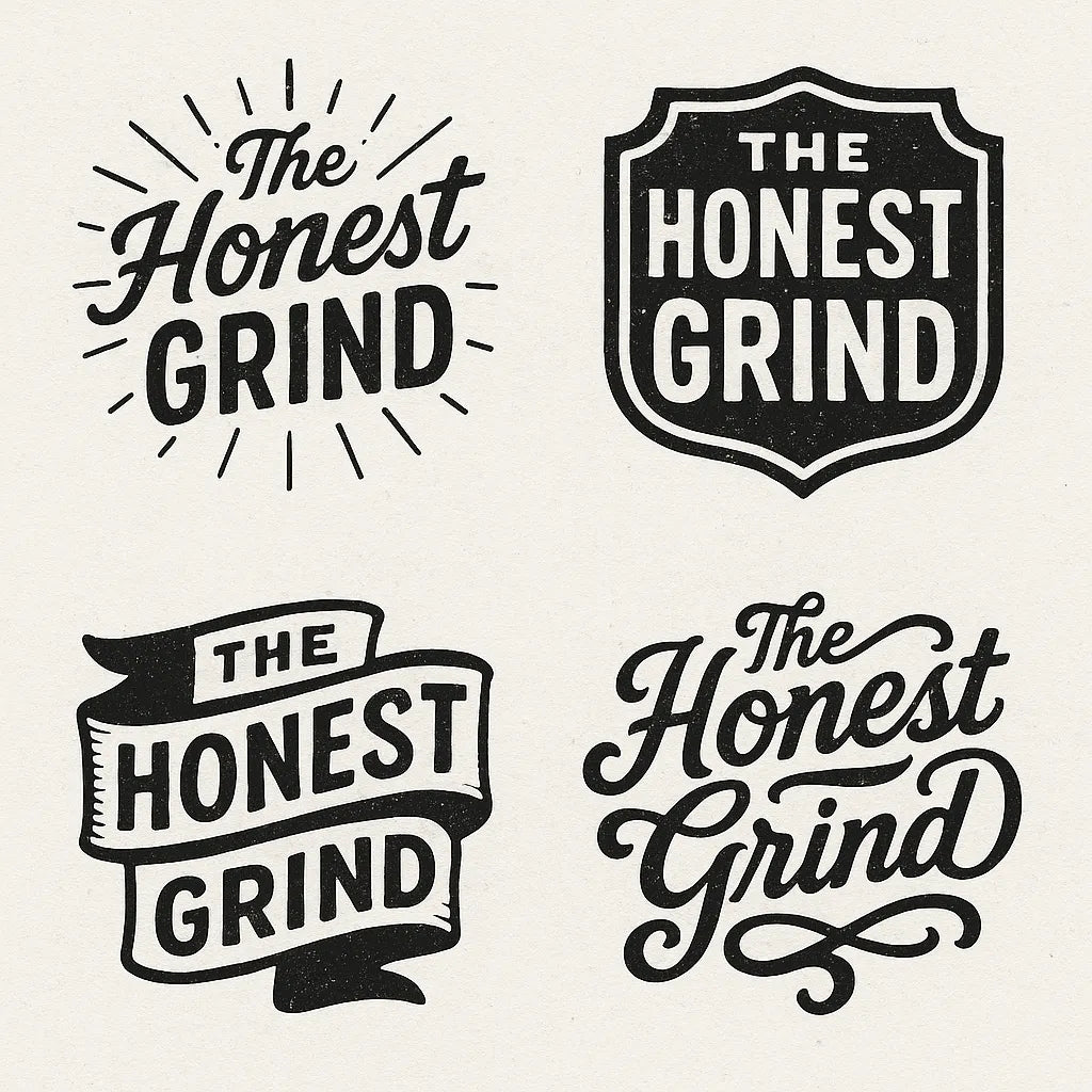 Example output from the 4 Vintage Logo Design Alternatives ChatGPT prompt: The Honest Grind
