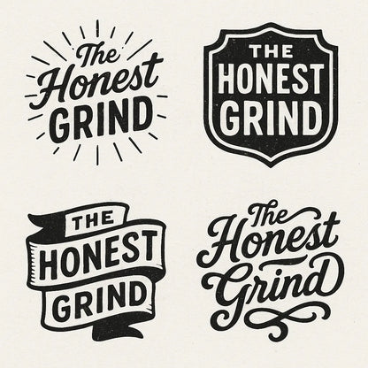 Example output from the 4 Vintage Logo Design Alternatives ChatGPT prompt: The Honest Grind