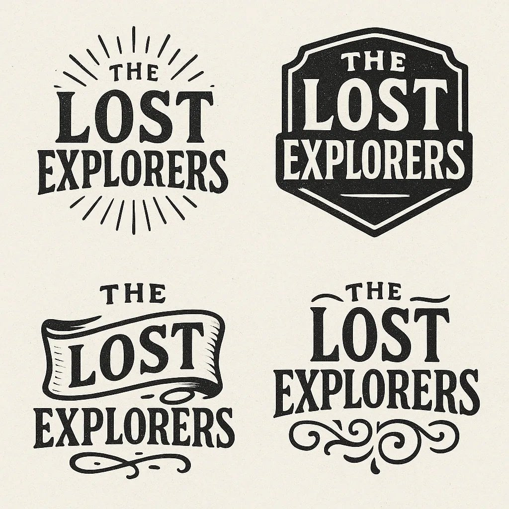 Example output from the 4 Vintage Logo Design Alternatives ChatGPT prompt: The Lost Explorers