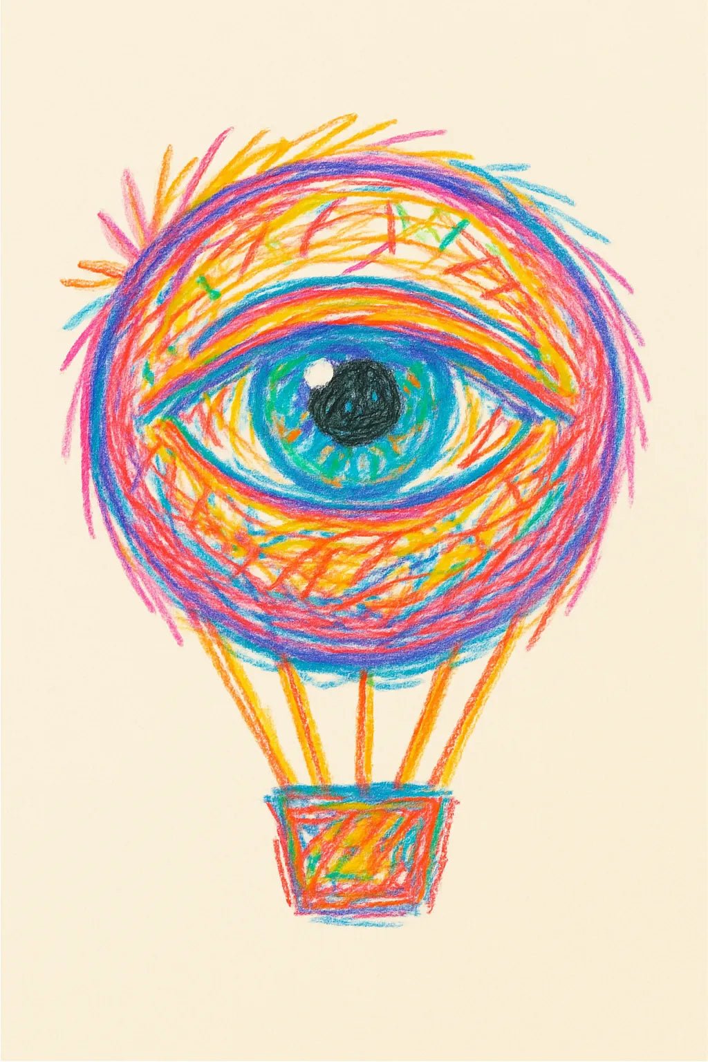 Example output from the Abstract Crayon Line Art Drawing ChatGPT prompt: Ballon Eye