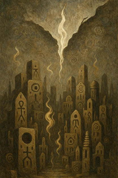 Example output from the Abstract Mythtech Surreal Art ChatGPT prompt: myth-inspired surreal compositions. Preview 2.