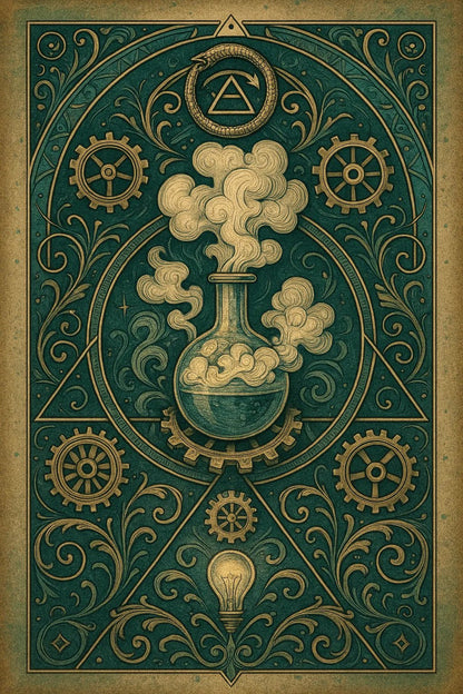 Example output from the Alchemical Insignia Art ChatGPT prompt: Steam.