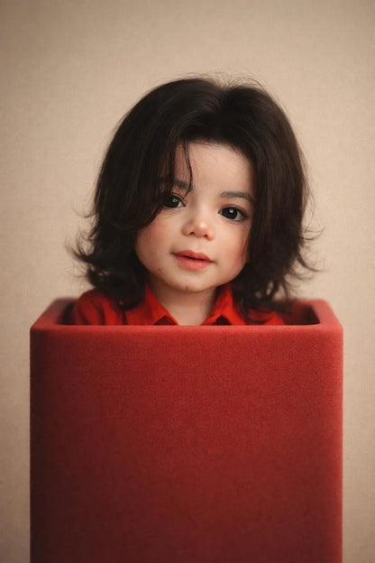 Luxury editorial baby-style portrait created from real photo, featuring high-fashion outfits, cinematic lighting, and premium studio aesthetics: Michael