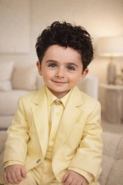 Luxury editorial baby-style portrait created from real photo, featuring high-fashion outfits, cinematic lighting, and premium studio aesthetics: Timothee
