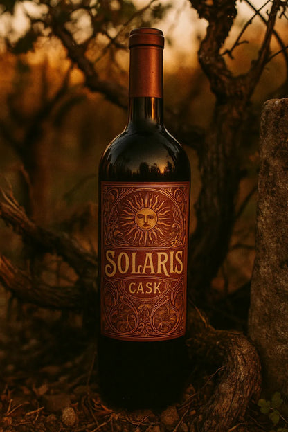 Example output from the Art Nouveau Label Mockups ChatGPT prompt: elegant bottle and jar mockups. Solaris.