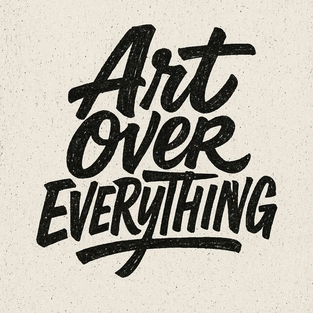 Example output from the Artistic Hand-Drawn Type Poster ChatGPT prompt: Art Over Everything