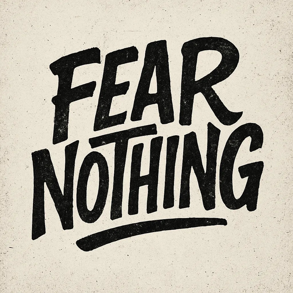 Example output from the Artistic Hand-Drawn Type Poster ChatGPT prompt: Fear Nothing