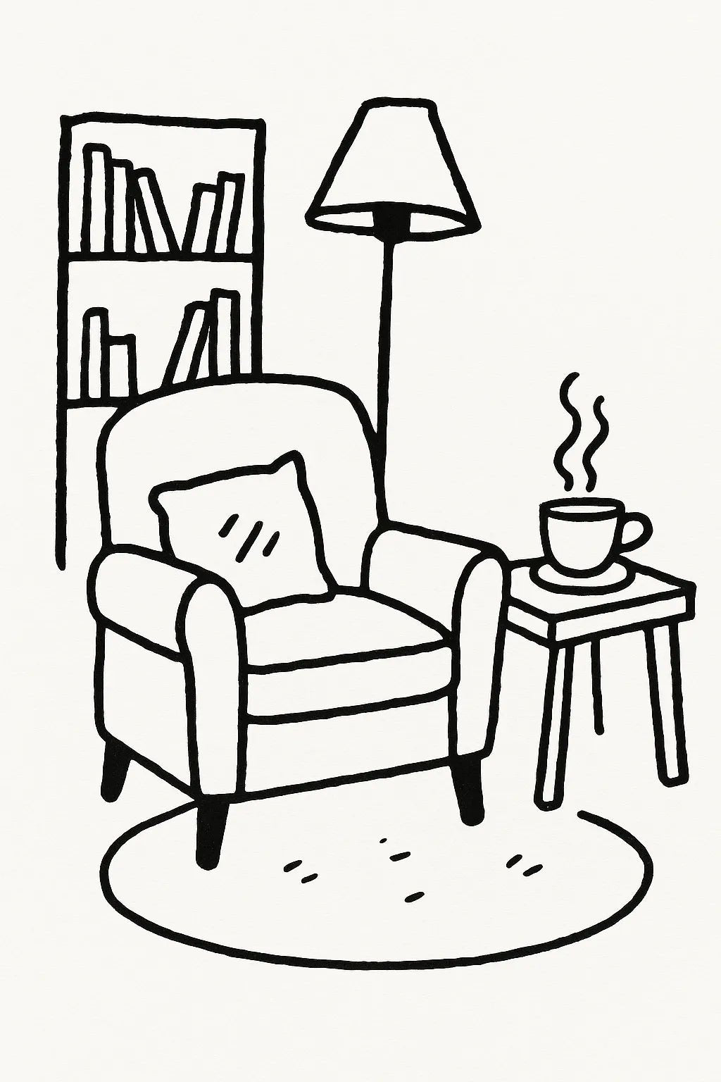 Example output from the Black Ink Line Art Illustrations ChatGPT prompt: Sofa.
