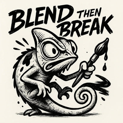 Example output from the Black Ink Streetwear Illustrations ChatGPT prompt: Blend then Break