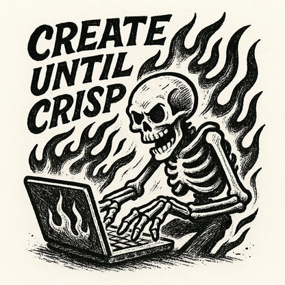 Example output from the Black Ink Streetwear Illustrations ChatGPT prompt: Create Until Crisp