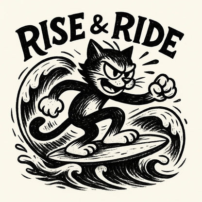Example output from the Black Ink Streetwear Illustrations ChatGPT prompt: Rise & Ride