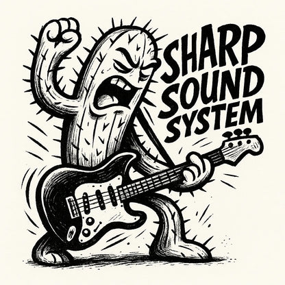 Example output from the Black Ink Streetwear Illustrations ChatGPT prompt: Sharp Sound System