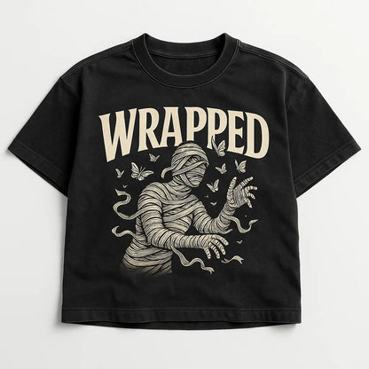 Example output from the Black Washed Streetwear T-Shirt Designs ChatGPT prompt: Wrapped