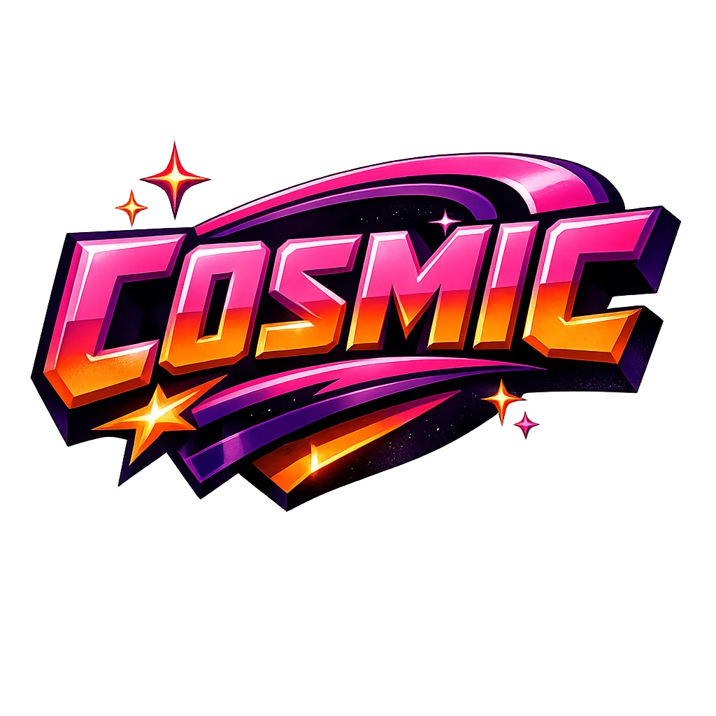 Example output from the Bold 3D Comic Logo PNG ChatGPT prompt: Cosmic