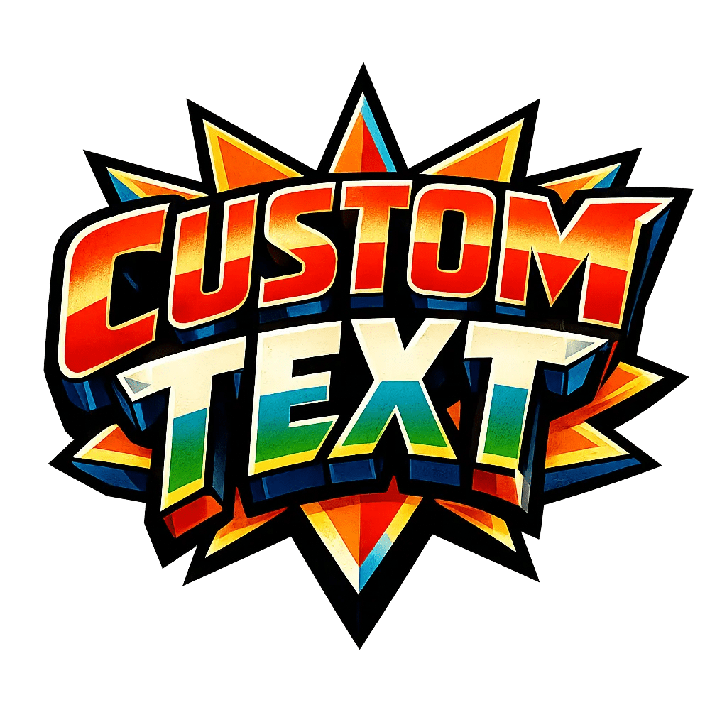 Example output from the Bold 3D Comic Logo PNG ChatGPT prompt: Custom text
