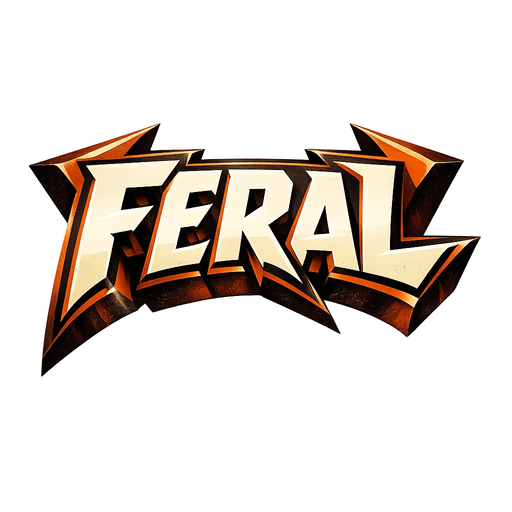 Example output from the Bold 3D Comic Logo PNG ChatGPT prompt: Feral
