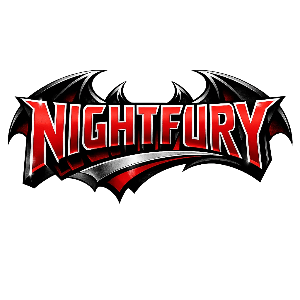 Example output from the Bold 3D Comic Logo PNG ChatGPT prompt: Nightfury