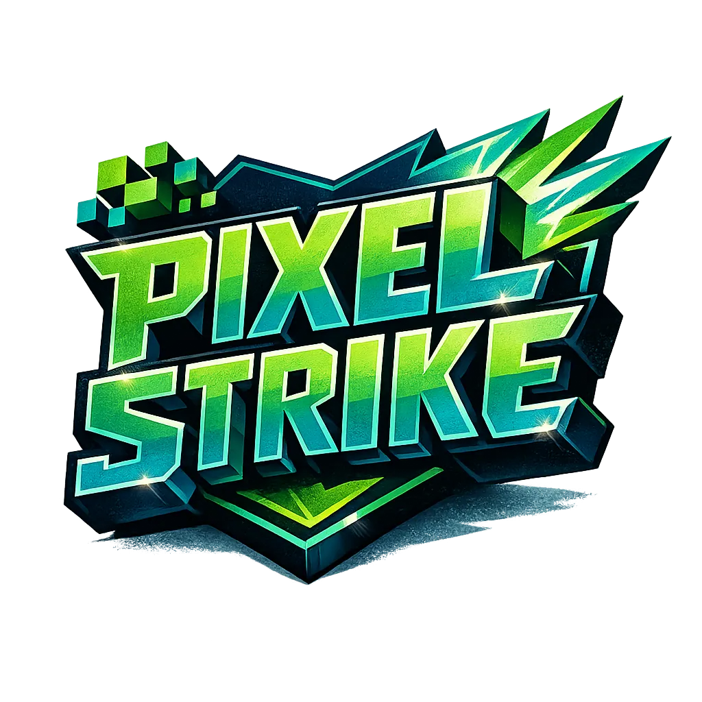 Example output from the Bold 3D Comic Logo PNG ChatGPT prompt: Pixel Strike