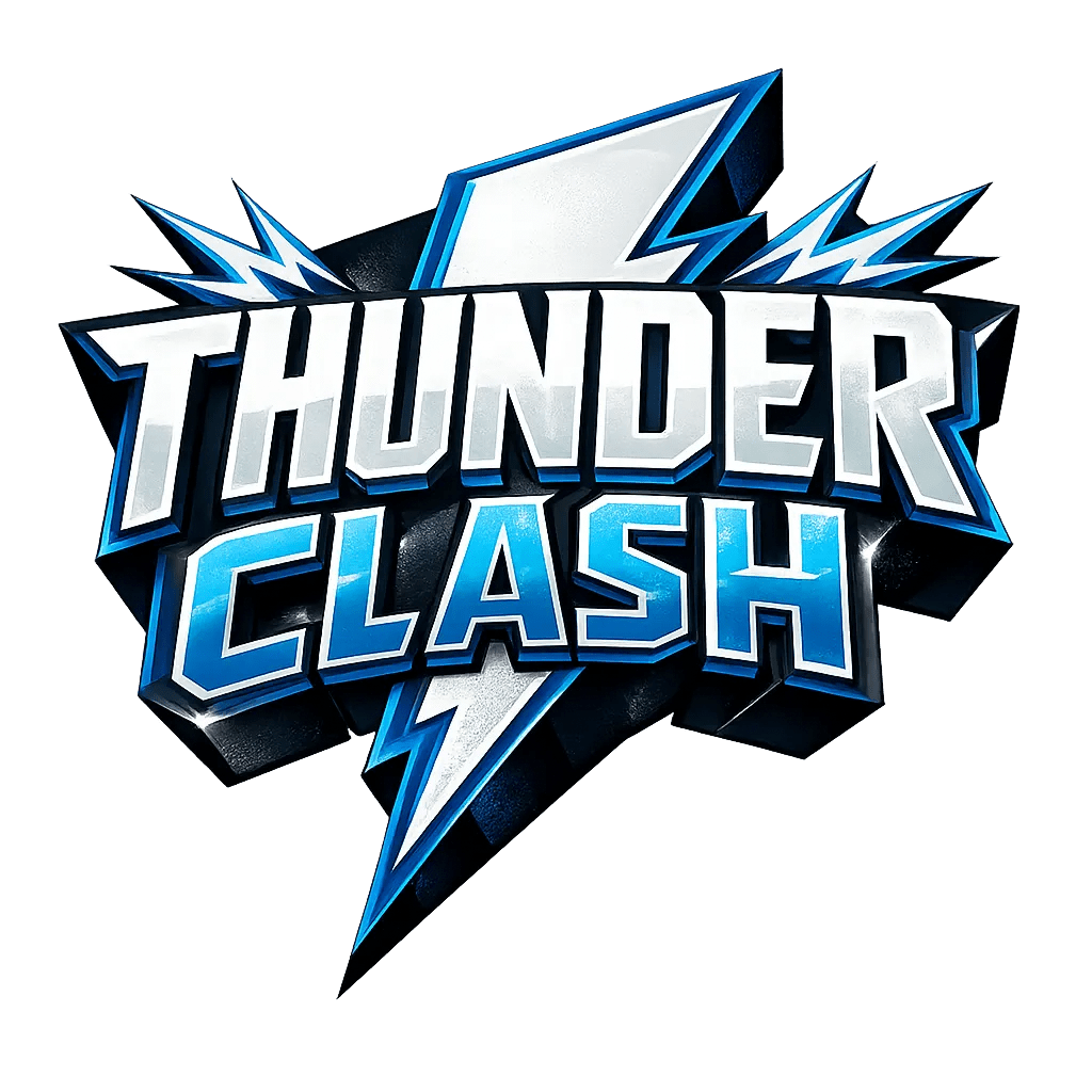Example output from the Bold 3D Comic Logo PNG ChatGPT prompt: Thunder Clash