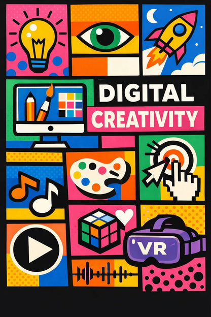 Example output from the Bold Modular Poster Collage ChatGPT prompt: Digital Creativity