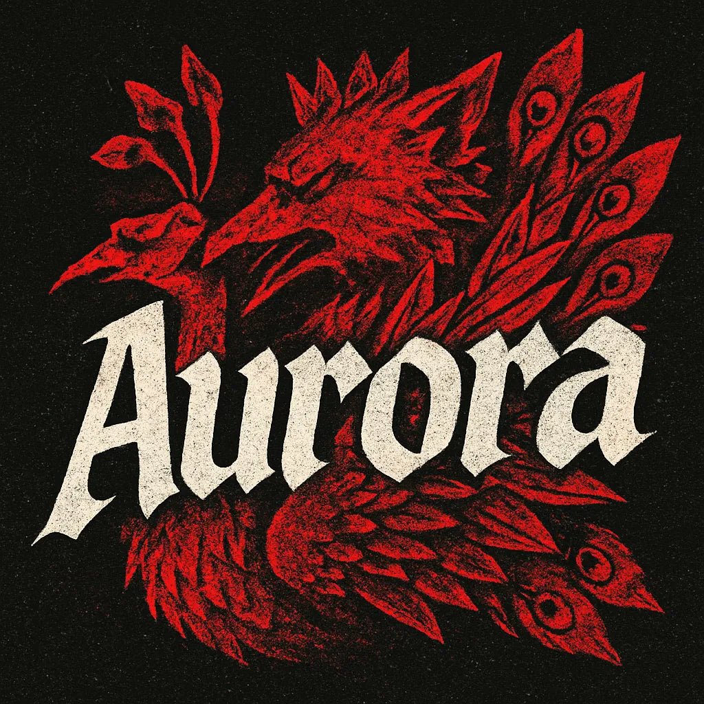 Example output from the Bold Screen Print Typography Design ChatGPT prompt: Aurora