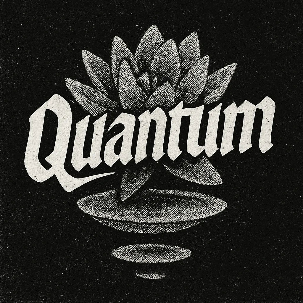 Example output from the Bold Screen Print Typography Design ChatGPT prompt: Quantum