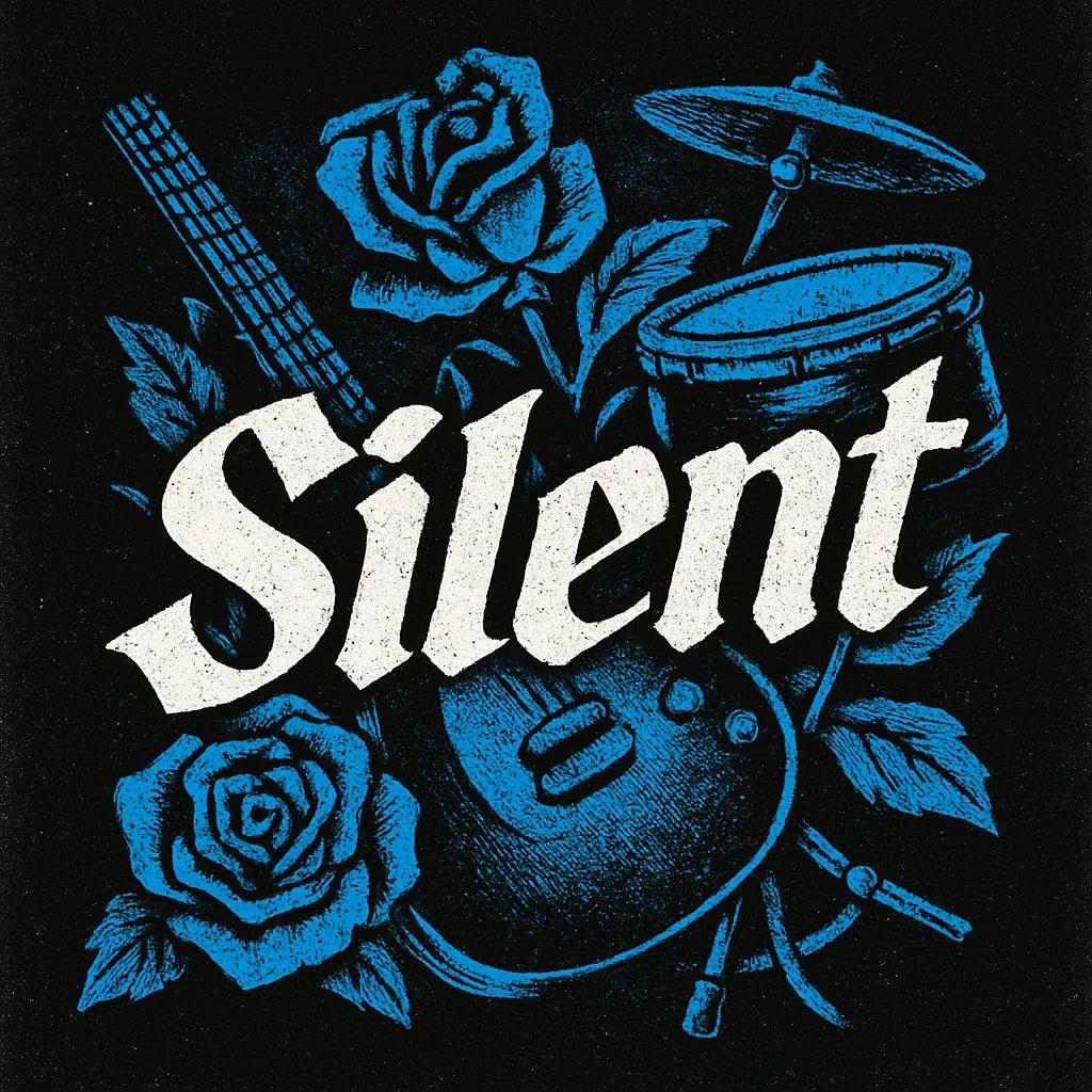 Example output from the Bold Screen Print Typography Design ChatGPT prompt: Silent