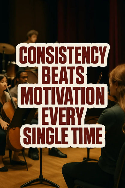 Example output from the Bold Vinyl Quote Sticker ChatGPT prompt: Consistency beats motivation every single time