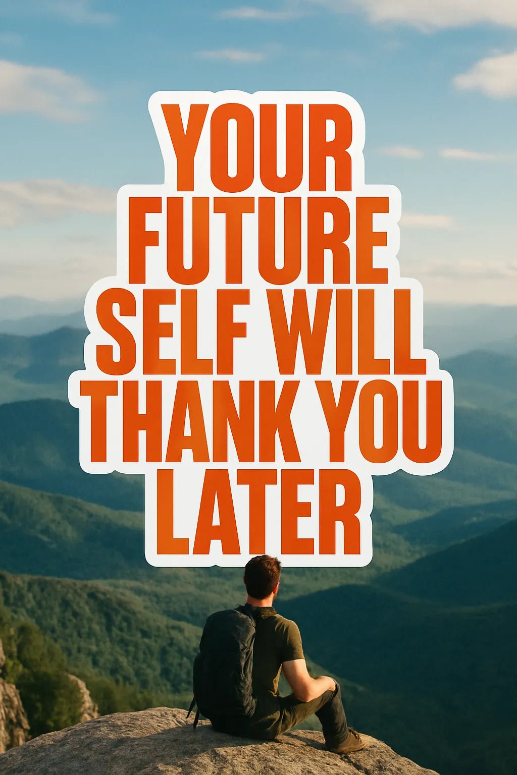 Example output from the Bold Vinyl Quote Sticker ChatGPT prompt: Your future self will thank you later