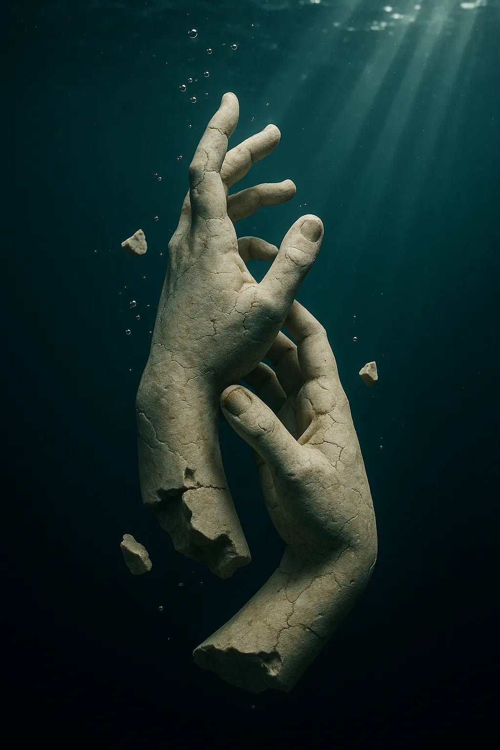 Example output from the Broken Marble Statues In Ocean ChatGPT prompt: ancient marble sculptures submerged underwater. Preview 2.