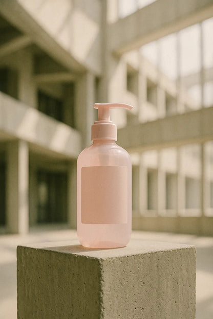 Example output from the Brutalist Atrium Product Mockups ChatGPT prompt: Pink Bottle