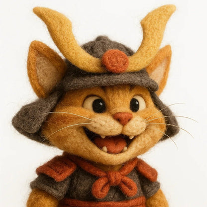 Example output from the Charming Wool Felt Animal Portraits ChatGPT prompt: Cat.